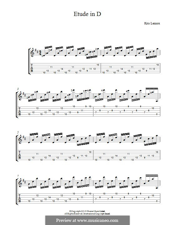 Etude in D: For guitar by Kris Lennox