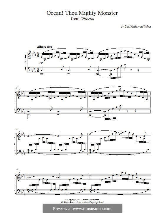 Ocean! Thou Mighty Monster: For piano by Carl Maria von Weber
