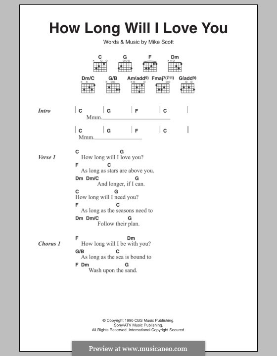 How Long Will I Love You: Lyrics and chords by Mike Scott