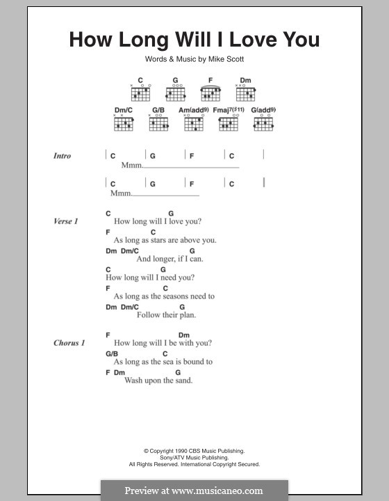 How Long Will I Love You: Lyrics and chords by Mike Scott