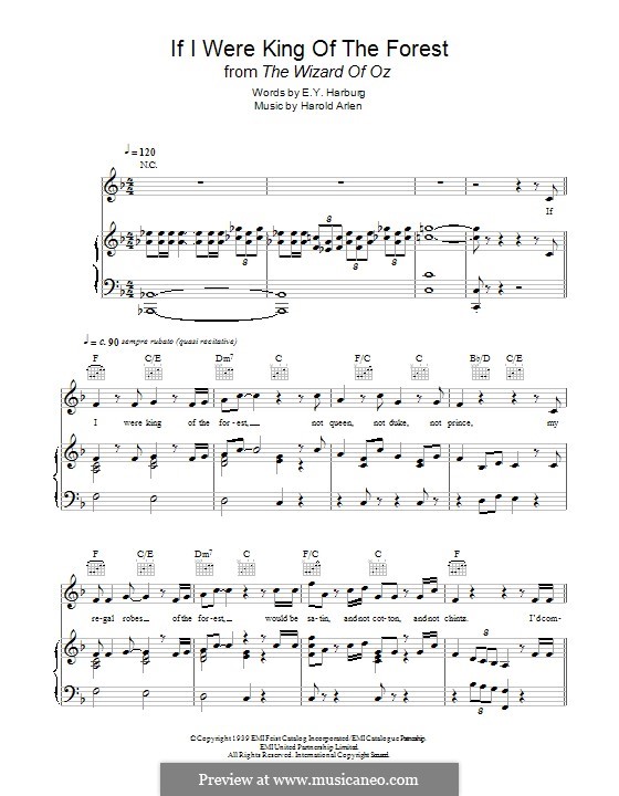 If I Were King of the Forest: For voice and piano (or guitar) by Harold Arlen