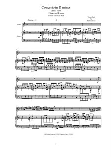 Concerto for Oboe and Orchestra in D Minor, BWV 1059: Version for flute and piano by Johann Sebastian Bach