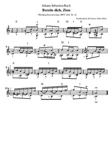 No.4 Bereite dich, Zion: For guitar by Johann Sebastian Bach