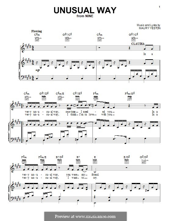 Unusual Way (In a Very Unusual Way): For voice and piano (or guitar) by Maury Yeston
