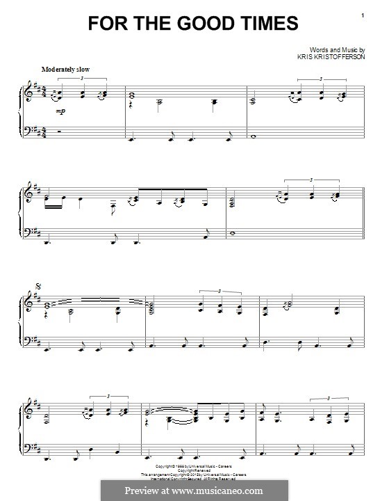 For the Good Times (Ray Price) by K. Kristofferson on MusicaNeo