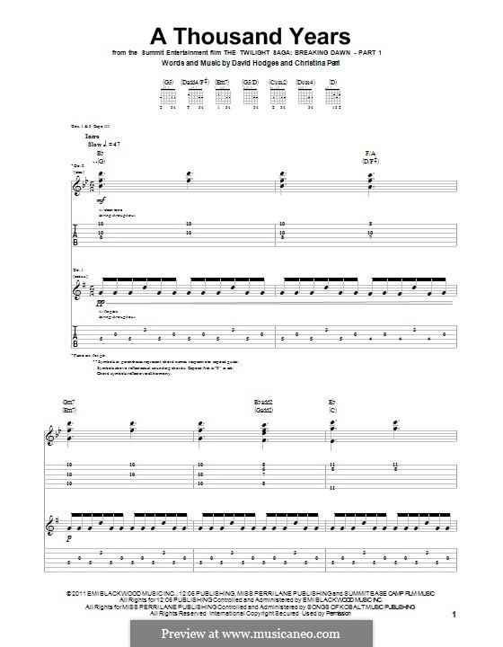 A Thousand Years: For guitar with tab by Christina Perri, David Hodges