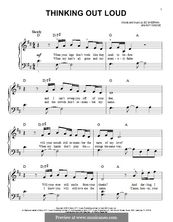Thinking Out Loud: For piano by Ed Sheeran, Amy Wadge