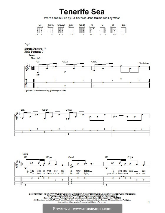 Tenerife Sea: For guitar with tab by Ed Sheeran, John McDaid, Foy Vance