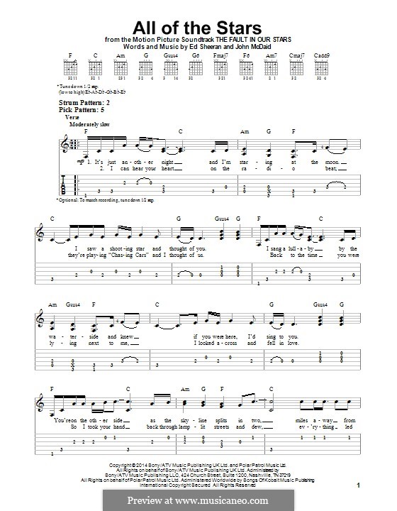 All of the Stars: For guitar with tab by Ed Sheeran, John McDaid