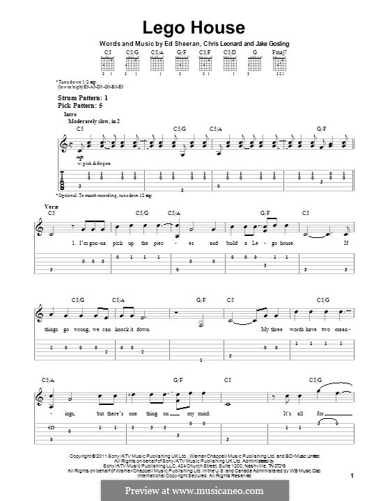 Lego House: For guitar with tab by Ed Sheeran, Christopher Leonard, Jake Gosling