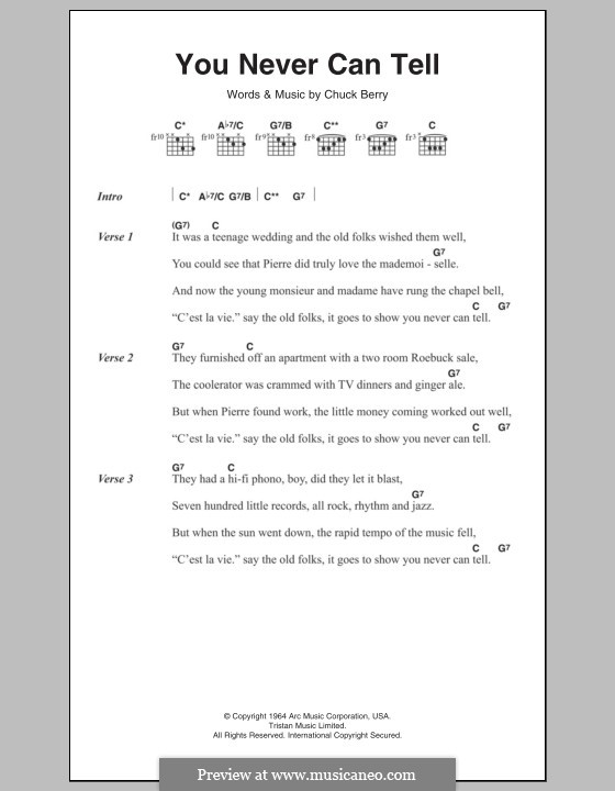 You Never Can Tell (from Pulp Fiction): Lyrics and chords by Chuck Berry