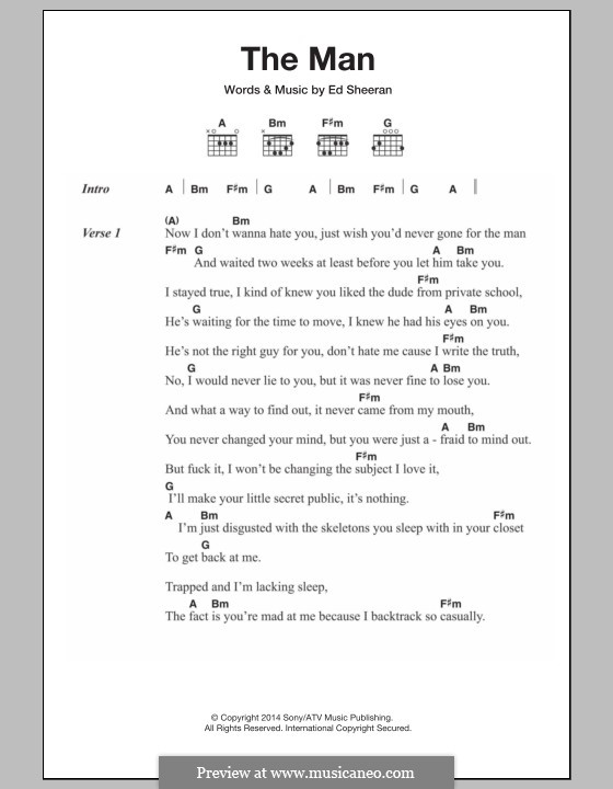 The Man: Lyrics and chords by Ed Sheeran
