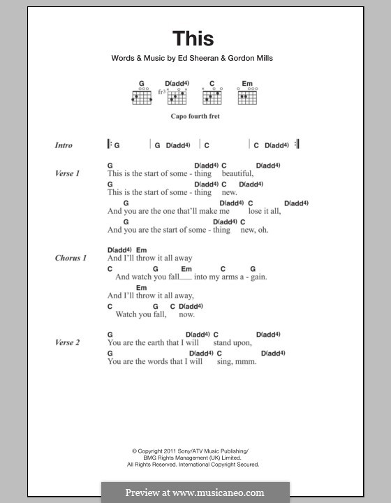 This: Lyrics and chords by Ed Sheeran, Gordon Mills