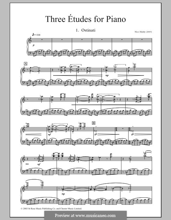 Three Etudes for Piano: For a single performer by Nico Muhly