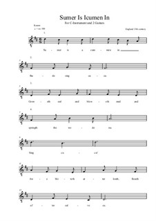 Sumer Is Icumen In: D-Dur (For C-instruments and two guitars) by Unknown (works before 1850)