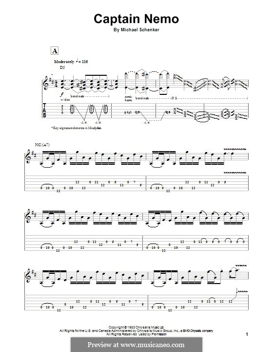 Captain Nemo: For guitar with tab by Michael Schenker