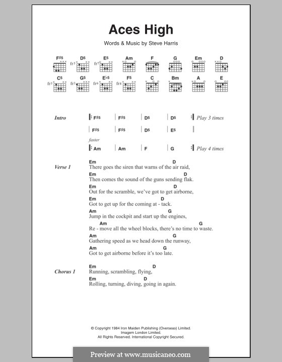 Aces High (Iron Maiden): Lyrics and chords by Steve Harris