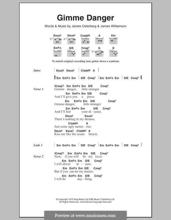 Gimme Danger (Iggy & The Stooges): Lyrics and chords by James Osterberg, James Williamson