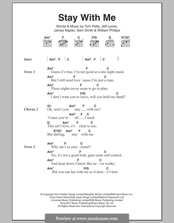 Vocal version: Lyrics and chords by Sam Smith, James Napier, William Phillips