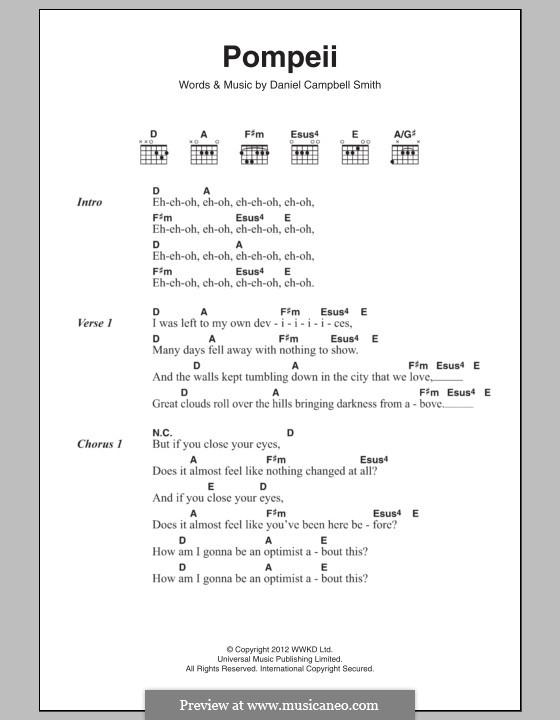 Pompeii (Bastille): Lyrics and chords by Daniel Campbell Smith