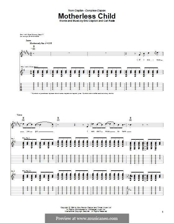 Motherless Child: For guitar with tab by Carl Radle, Eric Clapton