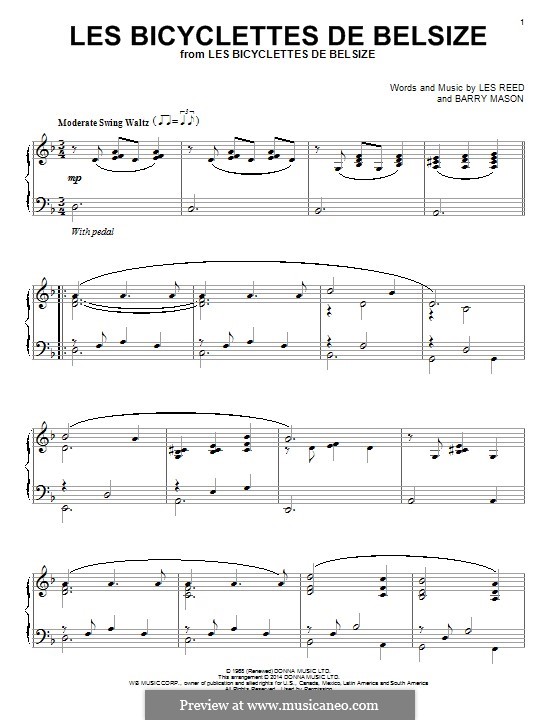 Les Bicyclettes de Belsize: For piano by Barry Mason