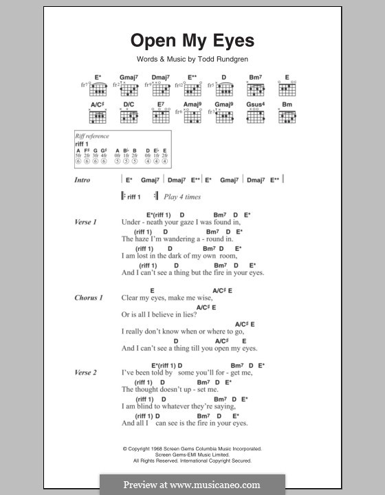 Open My Eyes (The Nazz): Lyrics and chords by Todd Rundgren