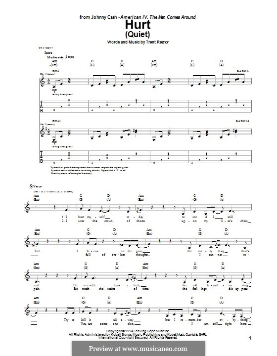 Hurt (Nine Inch Nails) by T. Reznor - sheet music on MusicaNeo Hurt (Nine Inch Nails) by T. Reznor - sheet music on MusicaNeo
