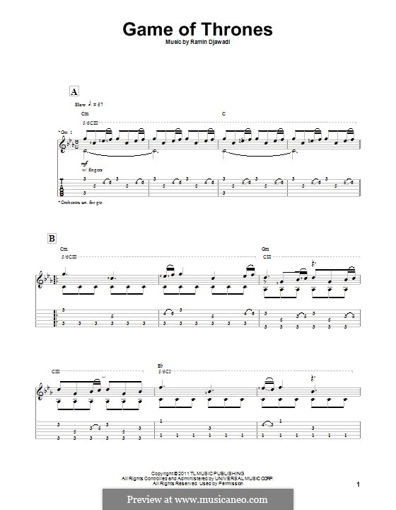 Game Of Thrones By R Djawadi Sheet Music On Musicaneo