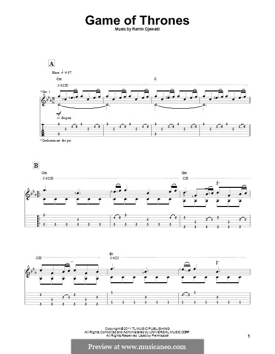 Game of Thrones: For guitar with tab by Ramin Djawadi