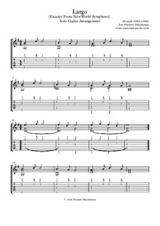 Movement II (Largo) Printable Scores: Excerpt, for guitar by Antonín Dvořák