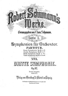 Symphony No.3 in E Flat Major 'Rhenish', Op.97: Full score by Robert Schumann