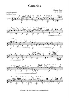 Canarios: For guitar by Gaspar Sanz