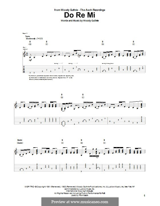 Do Re Mi: For guitar with tab by Woody Guthrie