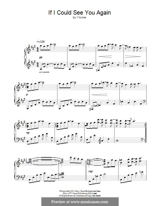 If I Could See You Again: For piano by Yiruma