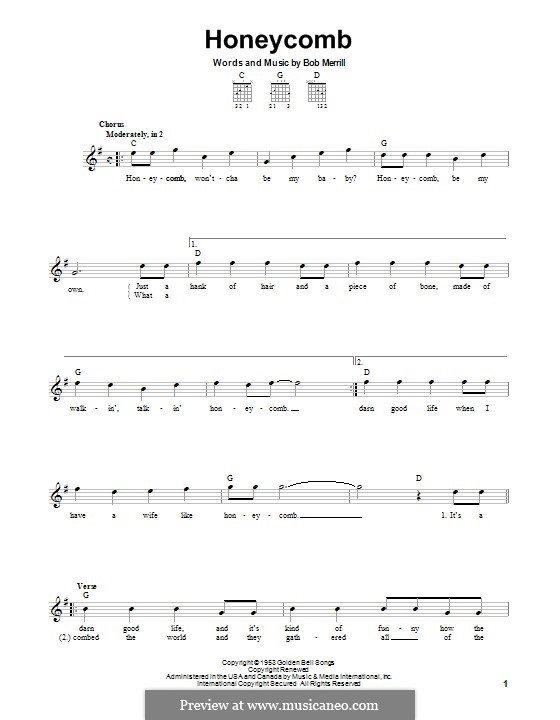 Honeycomb: For guitar with tab by Bob Merrill