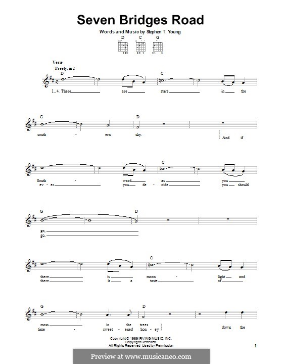 Seven Bridges Road (The Eagles): For guitar with tab by Stephen T. Young