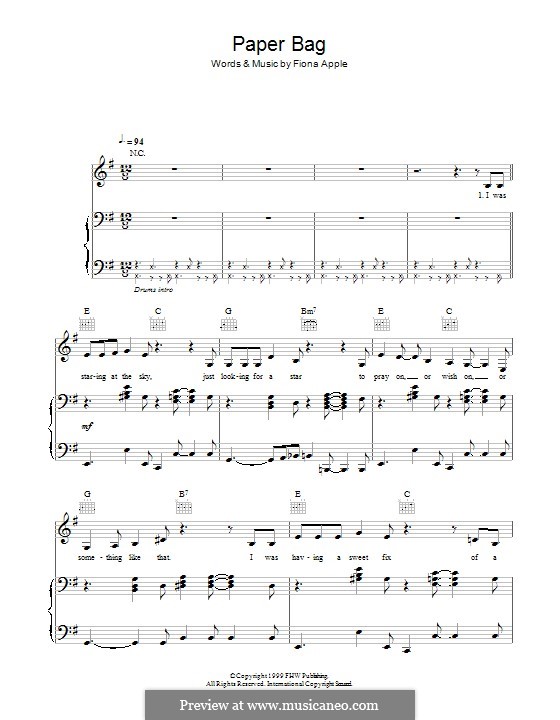 Paper Bag by F. Apple sheet music on MusicaNeo