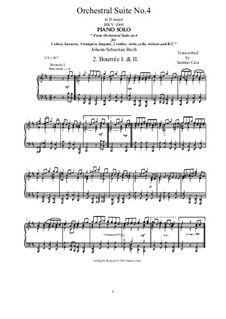 Orchestral Suite No.4 in D Major, BWV 1069: Bourrée I and II, for piano by Johann Sebastian Bach