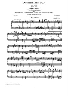 Orchestral Suite No.4 in D Major, BWV 1069: Gavotte, for piano by Johann Sebastian Bach