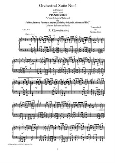 Orchestral Suite No.4 in D Major, BWV 1069: Réjouissance, for piano by Johann Sebastian Bach
