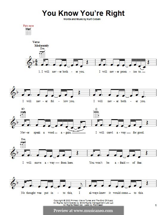 You Know You're Right (Nirvana): For ukulele by Kurt Cobain
