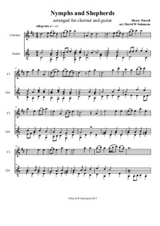 The Libertine. Nymphs and Shepherds, Z.600: For clarinet and guitar by Henry Purcell