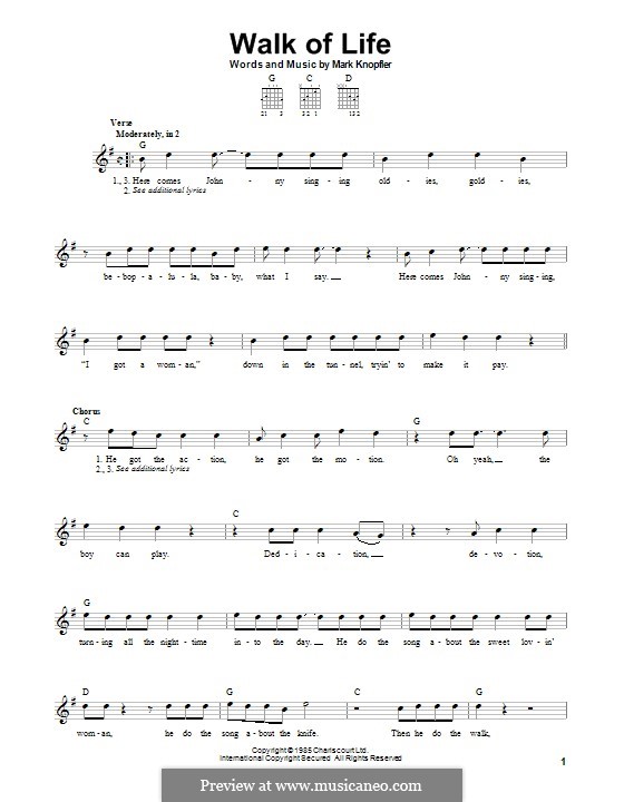 Walk of Life (Dire Straits): For guitar with tab by Mark Knopfler