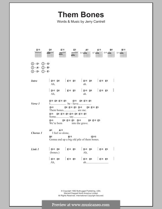 Them Bones (Alice in Chains): Lyrics and chords by Jerry Cantrell