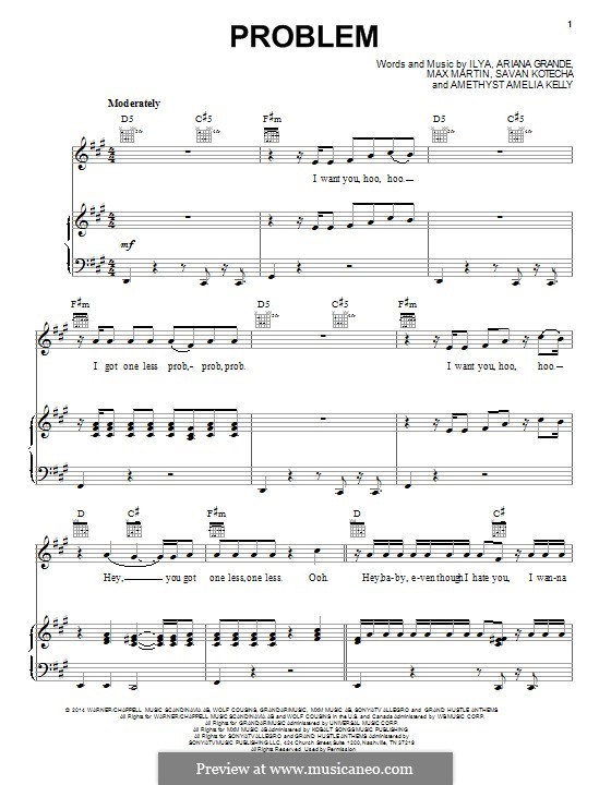 Problem: For voice and piano or guitar (Pentatonix) by Max Martin, Savan Kotecha, Ariana Grande, Iggy Azalea