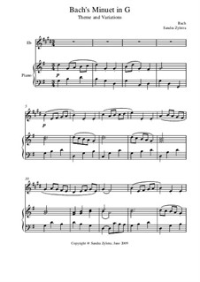 No.4 Minuet in G Major, BWV Anh.114: Score for two performers (in E Flat) by Johann Sebastian Bach