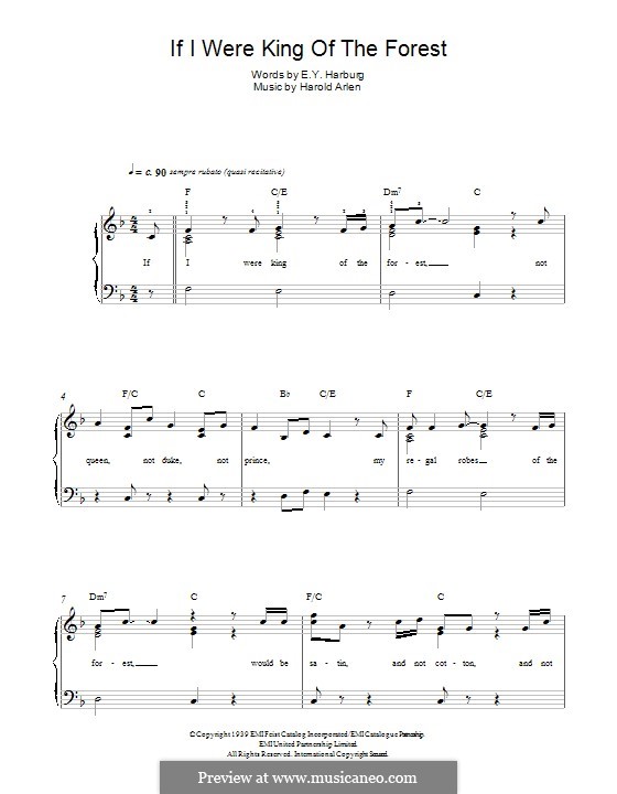 If I Were King of the Forest: For piano by Harold Arlen