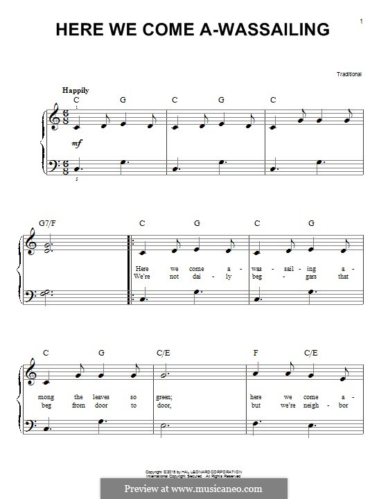 Here we Come a-Wassailing (Printable Scores) by folklore on MusicaNeo