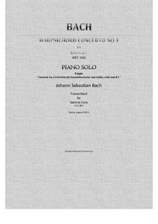 Concerto for Harpsichord and Strings No.1 in D Minor , BWV 1052: Arrangement for piano by Johann Sebastian Bach